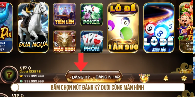 Chọn nút đăng ký trên giao diện IWIN