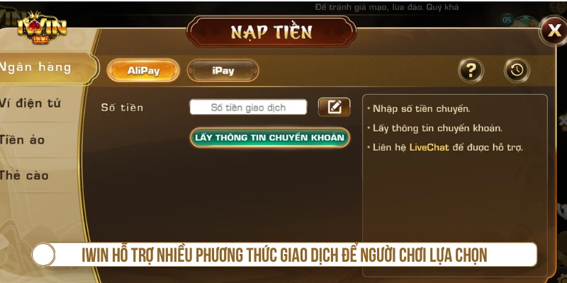 Các phương thức nạp tiền IWIN phổ biến